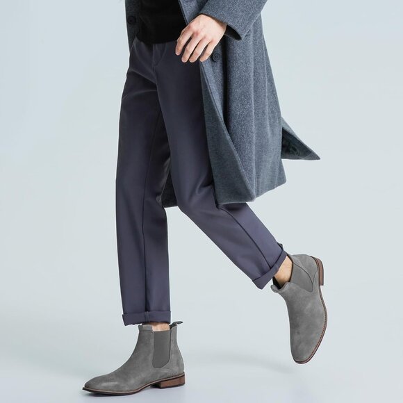 Elegant Men's Black Suede Chelsea Boots - Versatile Slip-On Ankle Style, Size 9 - Picture 8 of 8